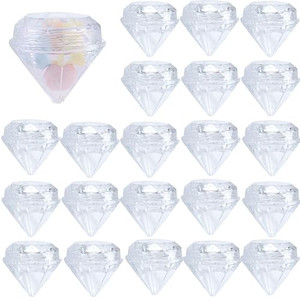 AUEAR, 50 Pack Diamond Shaped Clear Jars 5 ML Empty Refillable Cosmetic Small Jar Makeup Container with Lids Sample Trial Case Storage Box for Party