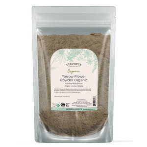 Starwest Botanicals Organic Yarrow Flower Powder - Dried Herb for Tea, Tinctures, & Natural Wellness, Certified Kosher, Non-GMO - 4 oz Pouch