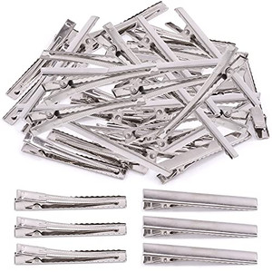 Mardatt 200Pcs 2.55 inch / 6.5 cm Alligator Hair Clips Bulk Silver Single Prong Hair Clips For Bows Making Hair Pins For Sectioning Hair Styling And