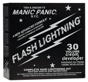 MANIC PANIC Flash Lightning Hair Bleach Kit - Bleach Powder + 30 Volume Developer - Hair Lightener for Dark Shades - Lifts Up to 5 Levels - Achieve M