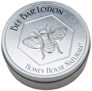 Honey House Solid Lotion Bee Bar (No Added Scent, 2 oz) New in Silver Embossed Tin Case