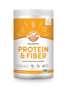 Manitoba Harvest Hemp Yeah Balanced Protein and Fiber Powder, Unsweetened, 16oz, with 15g protein, 8g Fiber and 2g Omegas 3&6 per Serving, Keto-Frien