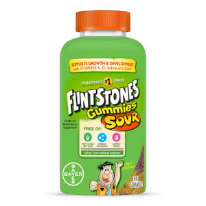 Flintstones Sour Gummy Vitamins For Kids, Kids Multivitamin Gummies with Vitamins C, B6, B12, A & Vitamin D, Support Kids Growth and Development, 180