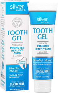Silver Biotics Tooth Gel | SilverSol Ag?O? 22 ppm Nano-Silver Infused Gel for All Natural Gum & Teeth Protection | Glacial Mint | 4 oz