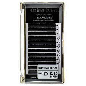 Ellipse Lashes 0.15mm Flat Thickness D Curl Length 14mm Eyelashes Extensions Single Size For Lash Extension(Ellipse,Flat0.15,D,14mm)