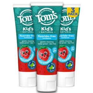 Tom's of Maine Natural Kid's Fluoride Free Toothpaste, Ages 2+, Silly Strawberry, 5.1 oz. 3-Pack (back in original formula)