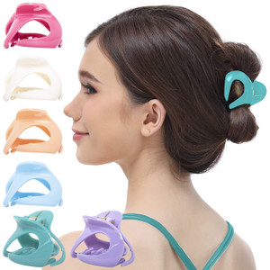 RC ROCHE ORNAMENT 6 Pcs Womens Oval Hollow Curved Jaw Clamp Barrette Interlocking Teeth No Slip Grip Beauty Fashion Girl Classic Plastic Accessory Ha