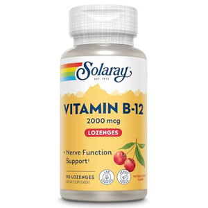 SOLARAY Vitamin B12 2000 mcg Lozenges - No Sugar, Natural Cherry Flavor Vitamin B 12 Supplement for Nerve Function, Energy and Red Blood Cell Support