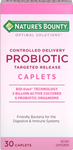 Nature's Bounty Probiotic, Controlled Delivery Dietary Supplement, Supports Digestive, Intestinal and Immune Health, 30 Caplets, 30 Total Servings