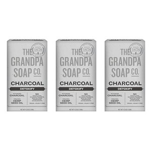 The Grandpa Soap Company Charcoal Bar Soap - With Activated Charcoal Hemp Seed and Mint Oil, Detoxifies, Draws Out Dirt and Toxins, Clear Congested P