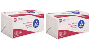 Dynarex Non-Woven Sponges, Non-Sterile, Gauze, for Cleansing, Prepping and Dressing, Highly-Absorbent, Less Linting, 2-Pack, 4"x 4", 4 Ply, 400 Spong