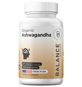 Certified Organic Ashwagandha 1600mg, 120 Veg Capsules - Supports Sleep & Balanced Energy Levels (120 Count (Pack of 1))