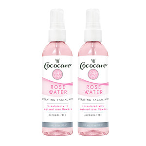 Cococare Rose Water Hydrating Facial Mist - Moisturizing & Refreshing for All Skin Types - Lightly Scented Natural Fragrance - 2 Pack