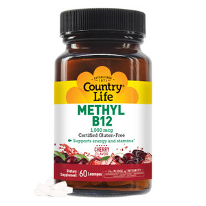 Country Life Methyl B12, Supports Energy & Stamina, 1000mcg, 60 Lozenges, Certified Gluten Free, Certified Vegan
