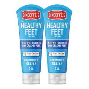 O'Keeffe's for Healthy Feet Foot Cream - 3 oz Tube (2 Pack) - Guaranteed Relief for Extremely Cracked, Dry Feet, Repairing Skincare, Instantly Boosts