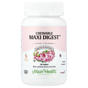 Maxi Health Chewable Digest - Natural Digestive Enzymes with Bromelain and Calcium- Quick-Acting - 90 Chewables - Kosher (MD) - Supports Healthy Dige