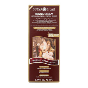 Surya Brasil Henna Cream Mahogany - 97% Natural Ingredients, Vegan, Cruelty-Free, Eco-Friendly, Semi-Permanent Hair Color, Deep Hydration & Shine, 2.