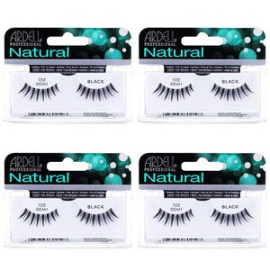 Ardell Lashes 102 Demi Black  Lightweight, Reusable Fake Eyelashes with Natural Look for Beginners & Makeup Lovers, 4 Pack