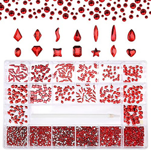 Nibiru Crystal AB Round & Multi-Shape Glass Nail Rhinestone Set(1728+60pcs), Flatback Gems Stones For Nails Decorations (1728+60 pcs Rhinestones with