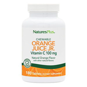 NaturesPlus Orange Juice Jr. - 180 Chewable Tablets - 100 mg Vitamin C - Immune System Support - Gentle on The Stomach - Vegan, Gluten Free - 180 Ser
