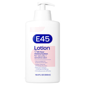 E45 Moisturising Lotion for Very Dry, Sensitive Skin, 24 Hour Moisturizer, Fragrance-Free Formula, Protect from Dryness, Reduce Redness, Dermatologic