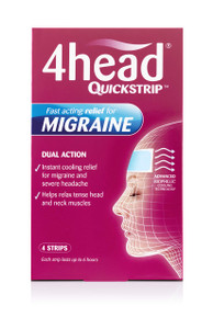 4Head Quickstrip Headache and Migraine Relief Strips - Pack of 4