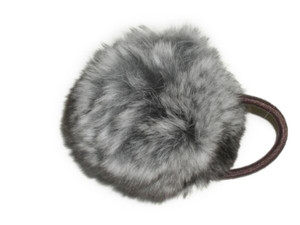 2-2.5" Chinchilla Pom Pom Ponytail Holder & Portable Device/Purse Pom Pom w/Elastic Cord