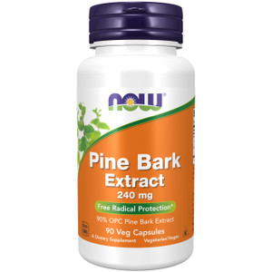NOW Foods Supplements, Pine Bark Extract 240 mg, 90% OPC Pine Bark Extract, (from the Inner Bark of Chinese Red Pine), 90 Veg Capsules