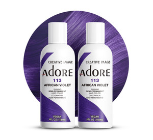 Adore Semi Permanent Hair Color (113 African Violet) (2 Pack) | Vegan & Cruelty-Free Purple Hair Dye | No Ammonia, No Peroxide, No Alcohol | 4 Fl Oz