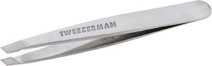 Tweezerman Mini Slant Tweezer - Tweezers for Eyebrows, Travel Tweezers for Eyebrows, Facial Hair (Classic Stainless)