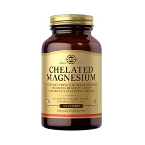 Solgar Chelated Magnesium - 100 Tablets - Supports Nerve & Muscle Function - Non-GMO, Vegan, Gluten Free, Dairy Free, Kosher - 25 Servings