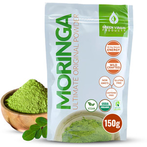 Green Virgin Products Organic Moringa Leaf Powder,150g, USDA Organic, Non-GMO, Gluten Free Superfood, Fresh Green Moringa Oleifera, Oxidation-Free 3-