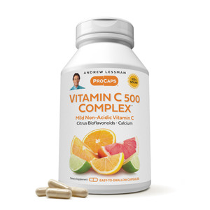 ANDREW LESSMAN Vitamin C 500 Complex 60 Capsules - Non-Acidic Vitamin C Plus Citrus Bioflavonoids for Immune System and Anti-Oxidant Support, No Stom