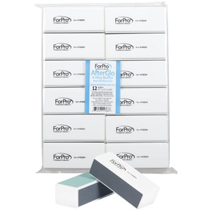 ForPro Professional Collection AfterGlo 4-Way Buffer, Black 360/Black 360/Green 400/White 4000 Grit, Four-Sided Manicure and Pedicure Nail Buffer, 1.