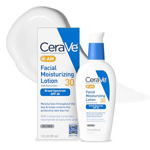 CeraVe AM Facial Moisturizing Lotion with SPF 30, Oil-Free Face Moisturizer with SPF, Formulated with Hyaluronic Acid, Niacinamide & Ceramides, Non-C