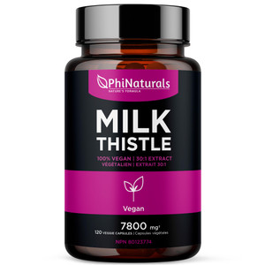 PhiNaturals Milk Thistle Extract Capsules Supplement Liver Detox 260mg Silymarin 30:1 Extract Equivalent to 7800mg Milk Thistle Seeds Liver Detox Sil