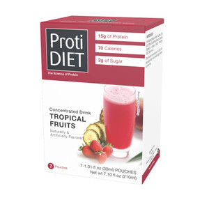 ProtiDIET Tropical Fruits flavored Concentrated High Protein Drink, Fat Free, Low Sugar, Low Sodium Nutritional Drinks to Support an Active Lifestyle