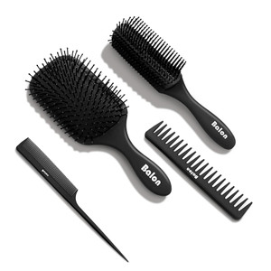 Balon Hair Brush for Women and Men, 4Pcs Paddle Brush Detangling Brush Hair Comb Set for Long Thick Thin Curly Hair, Hairbrush Great On Wet or Dry, N