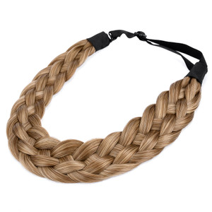 DIGUAN 5 Strands Synthetic Hair Braided Headband Classic Chunky Wide Plaited Braids Elastic Stretch Hairpiece Women Girl Beauty accessory, 56g (8-Gol