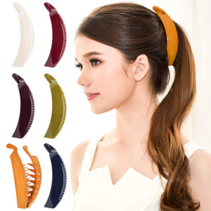 RC ROCHE ORNAMENT 6 Pcs Banana Hair Clips for Women Thick Hair Strong Hold No Slip Ponytail Holder Interlocking Teeth Clamps, Large Classic Multicolo