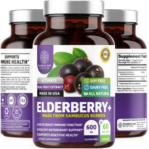N1N Premium Black Elderberry Capsules for Adults [Max Strength] Pure and Potent Elderberry from Sambucus Nigra to Support Immunity & Skin Health, Non