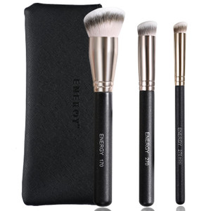 ENERGY Makeup Brush Set Professional 3pcs Foundation Concealer Detail Brushes Soft Synthetic Bristles Vegan Face Makeup Brushes for Liquid Cream Powd
