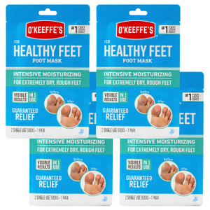 O'Keeffe's for Healthy Feet Intensive Moisturizing Foot Mask; Guaranteed Relief for Extremely Dry; Rough Feet; One Pair Single-Use Hydrating Foot Mas