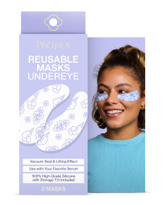 Pacifica Reusable Mask  Under Eye Mask Silicone Face Mask for Fine Lines & Dark Circles, Pair with Serum, Storage Tin Included, Vegan & Cruelty-Free