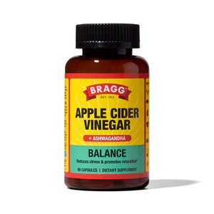 Bragg Daily Balance Apple Cider Vinegar and Sensoril Ashwagandha Capsules - 750mg of Acetic Acid  Energy & Weight Management Support - (90 Pills)