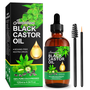 NIFEISHI Jamaican Black Castor Oil(Glass Bottle), 2PCS Organic Castor Oil for Hair Growth, 100% Cold Pressed Unrefined Castor Oil for Face, Skin Care