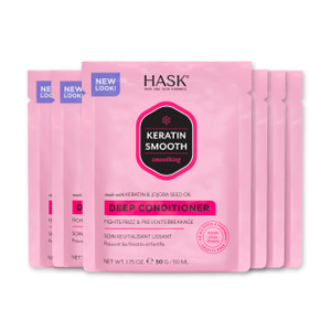 HASK KERATIN Smoothing Deep Conditioner Treatments for all hair types, color safe, gluten free, sulfate free, paraben free - Pack of 6