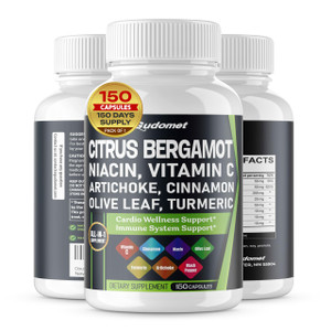 Citrus Bergamot Berberine Odorless Garlic Olive Leaf Cinnamon Black Chokeberry Turmeric Artichoke Black Pepper -150 Capsules