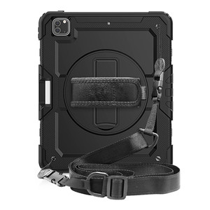 amzer case for iPad Pro 13 Inch M5 2025 / M4 2024, 360° Rotating Stand, Pencil Holder & Wireless Charging, Shockproof with Shoulder Strap - for Desig