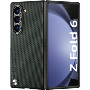 X-level for Samsung Galaxy Z Fold 6 Case, Strudy Carbon Fiber Phone Cover Bumper Shockproof Protection Folding Phone Case for Galaxy Z Fold 6 - Green